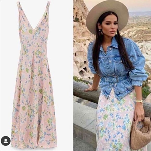 Zara Dresses & Skirts - Zara Pink Floral Midi Dress